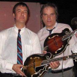 Sid Griffin and I comparing our Ratliffs in London, England.