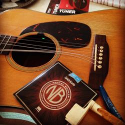 Restringing George with D'Addario NB1356 Nickel Bronze Acoustic Guitar Strings, Medium, .13-.56.