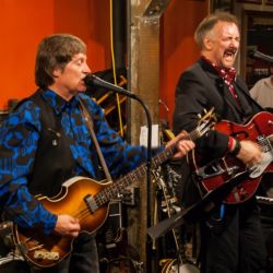 Reunion with my old Bay Area band, The Back Pages. Either jamming hot guitar licks or attempting to poop a Lego (™) helicopter.